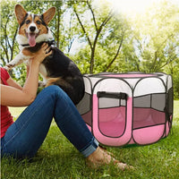 HKM-7857469 Foldable Portable Pet Playpen with Secure Sports Design for Dogs