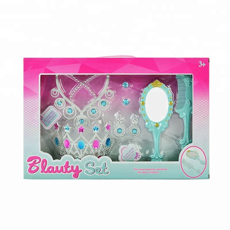 HKM-785747 Customizable Princess Dress-Up Beauty Makeup Set for Kids with Jewelry and Accessories