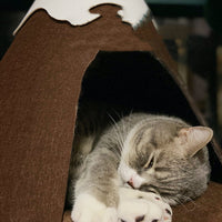 HKM-7858621 Cozy Closed Pet Tent with Snow-Top Design and Velvet Pad for Cats
