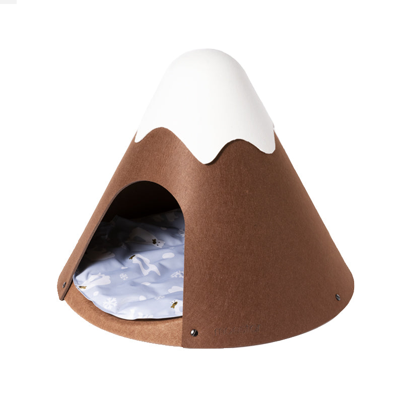 HKM-7858621 Cozy Closed Pet Tent with Snow-Top Design and Velvet Pad for Cats