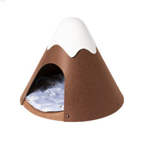 HKM-7858621 Cozy Closed Pet Tent with Snow-Top Design and Velvet Pad for Cats