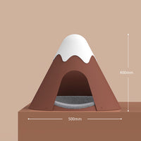 HKM-7858621 Cozy Closed Pet Tent with Snow-Top Design and Velvet Pad for Cats