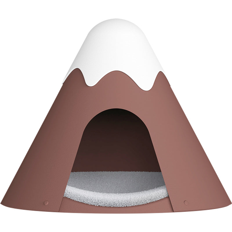HKM-7858621 Cozy Closed Pet Tent with Snow-Top Design and Velvet Pad for Cats