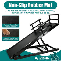 HKM-7859261 Folding Wooden Dog Ramp for Couch or Bed with Anti-Slip Rubber Mat & Safety Side Rails