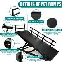 HKM-7859261 Folding Wooden Dog Ramp for Couch or Bed with Anti-Slip Rubber Mat & Safety Side Rails