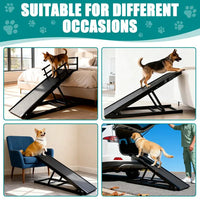 HKM-7859261 Folding Wooden Dog Ramp for Couch or Bed with Anti-Slip Rubber Mat & Safety Side Rails