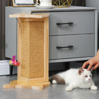 HKM-7859773 Wooden Cat Scratching Post - 45cm Tall Furniture Protector and Claw Sharpener