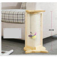 HKM-7859773 Wooden Cat Scratching Post - 45cm Tall Furniture Protector and Claw Sharpener