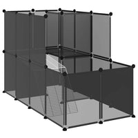 HKM-7861181 Spacious Black Small Animal Cage - 142x74x93 cm with Plastic and Steel Construction