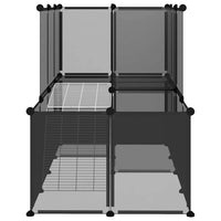 HKM-7861181 Spacious Black Small Animal Cage - 142x74x93 cm with Plastic and Steel Construction