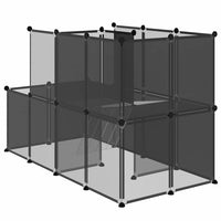 HKM-7861181 Spacious Black Small Animal Cage - 142x74x93 cm with Plastic and Steel Construction
