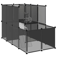 HKM-7861181 Spacious Black Small Animal Cage - 142x74x93 cm with Plastic and Steel Construction