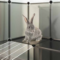 HKM-7861181 Spacious Black Small Animal Cage - 142x74x93 cm with Plastic and Steel Construction