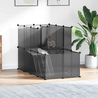 HKM-7861181 Spacious Black Small Animal Cage - 142x74x93 cm with Plastic and Steel Construction