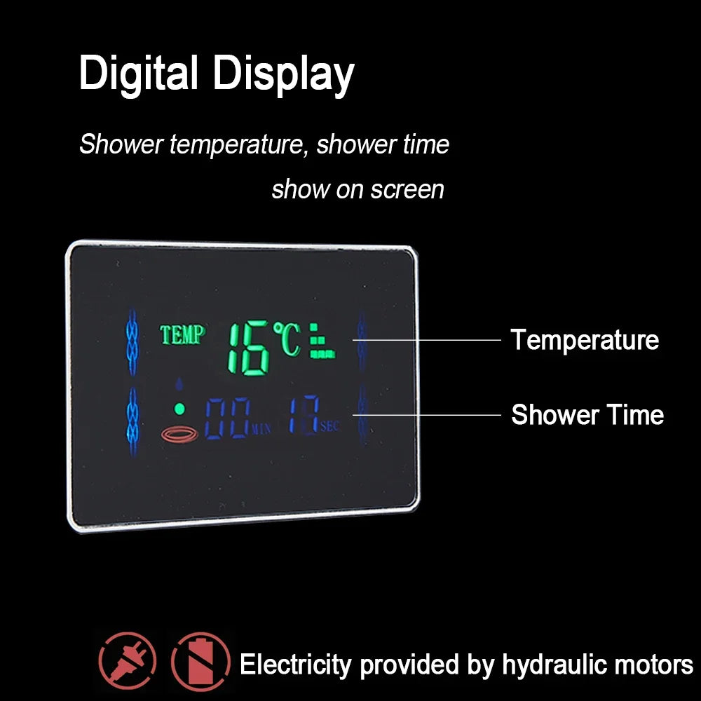 HKM-786259 5-in-1 Black Stainless Steel Multifunction Rain Shower System with Body Spray Head