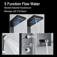 HKM-786259 5-in-1 Black Stainless Steel Multifunction Rain Shower System with Body Spray Head