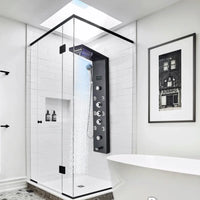 HKM-786259 5-in-1 Black Stainless Steel Multifunction Rain Shower System with Body Spray Head