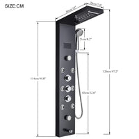 HKM-786259 5-in-1 Black Stainless Steel Multifunction Rain Shower System with Body Spray Head
