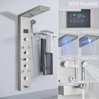 HKM-786259 5-in-1 Black Stainless Steel Multifunction Rain Shower System with Body Spray Head