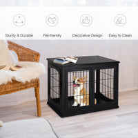 HKM-7863229 Dog Crate Furniture with Dual Access & Durable MDF Design for Small to Medium Dogs