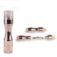 HKM-786451 4-in-1 Portable Makeup Brush Set with PBT Bristles and Latex Sponge Puff