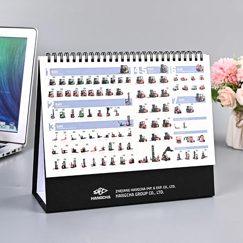 HKM-786515 2024 Business Lanner Spiral Desk Calendar - Customisable A4/A5/A6 Sizes, PVC & Art Paper Cover