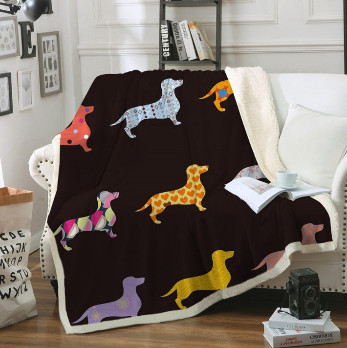 HKM-786707 Colorful Plush Cartoon Fleece Throw Blanket with Soft Crystal Velvet and Warm Sherpa Fleece Back