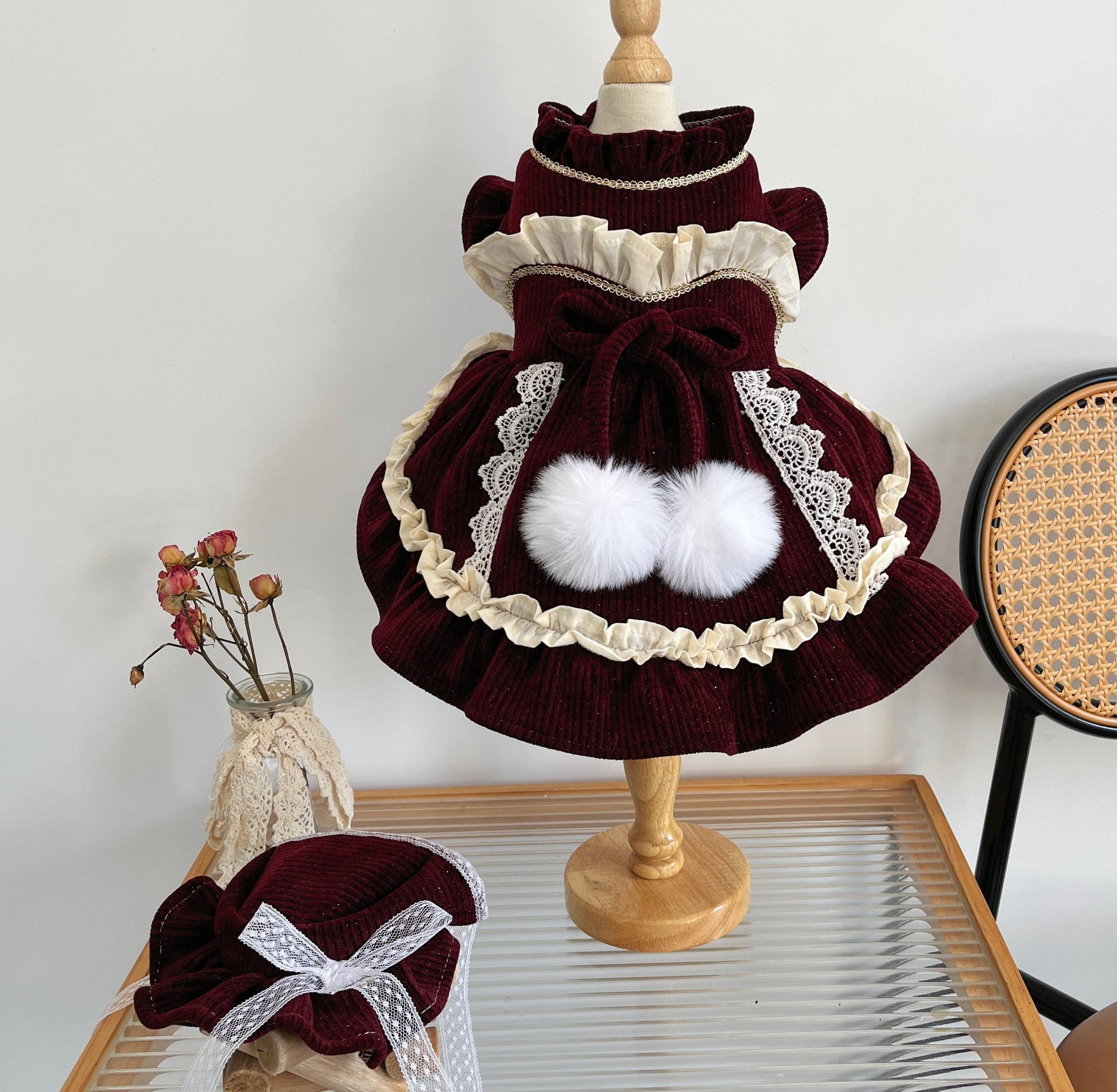 HKM-7867709 Custom Handmade Retro Style Pet Clothing in Multiple Sizes