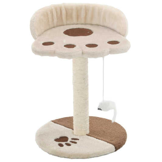 HKM-7868605 Beige and Brown Sisal Cat Scratching Post with Toy Mouse, 40 cm