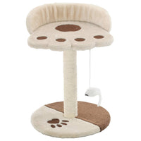 HKM-7868605 Beige and Brown Sisal Cat Scratching Post with Toy Mouse, 40 cm