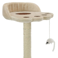 HKM-7868605 Beige and Brown Sisal Cat Scratching Post with Toy Mouse, 40 cm