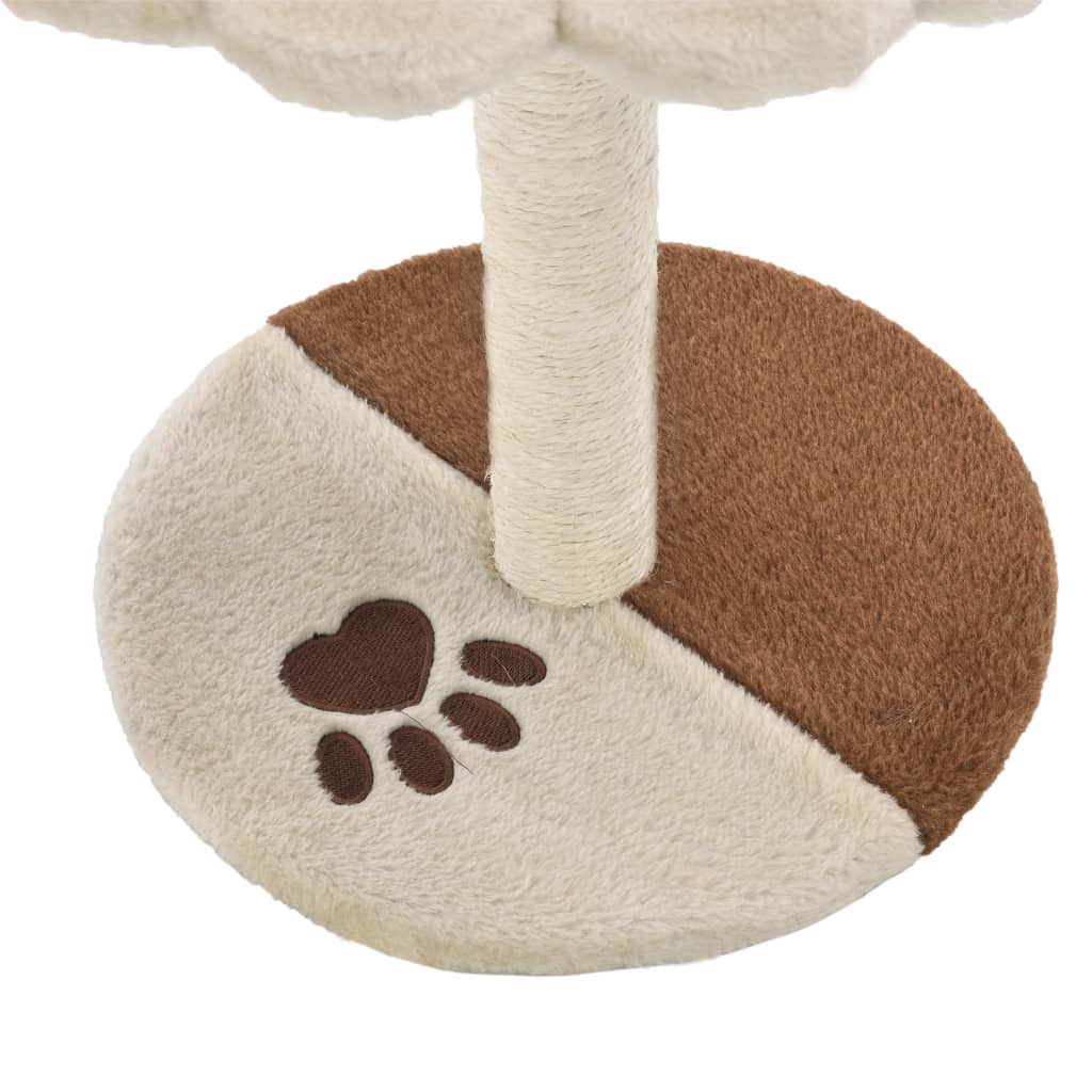 HKM-7868605 Beige and Brown Sisal Cat Scratching Post with Toy Mouse, 40 cm