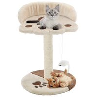 HKM-7868605 Beige and Brown Sisal Cat Scratching Post with Toy Mouse, 40 cm
