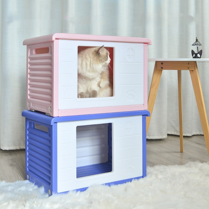 HKM-7868989 Outdoor Waterproof Pet Bed for Dogs and Cats - 60.5x42x40.5cm, Pink, Blue, Green