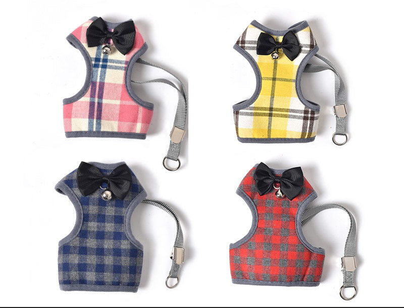 HKM-7869117 Breathable Pet Vest with Leash for Small Dogs and Cats - Cotton Mesh, Available in Pink, Yellow, Blue, Red