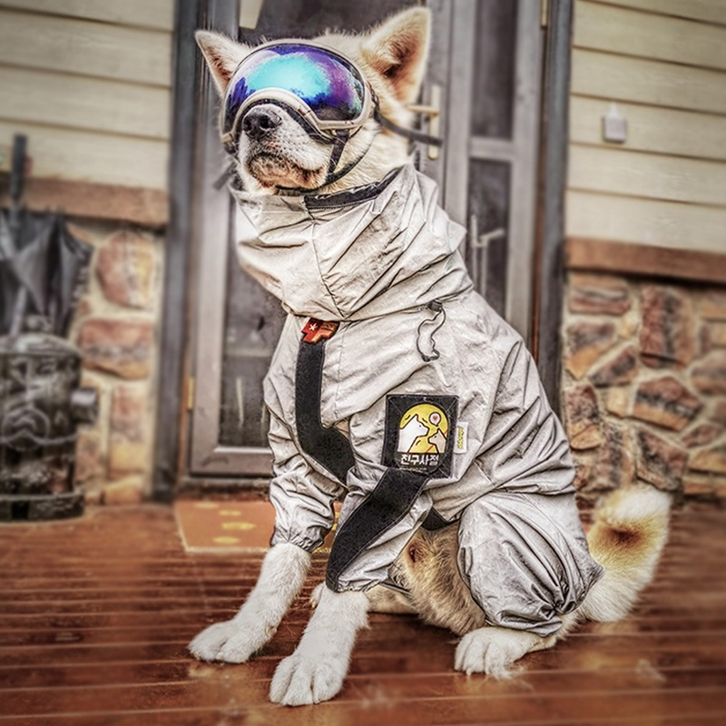 HKM-7869501 Waterproof Full-Surround Dog Raincoat in Reflective Gray for Medium to Large Breeds
