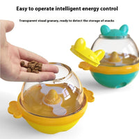 HKM-7870141 Yellow and Lake Blue TPR Tumbler Dog Food Feeder Toy for Pets