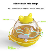 HKM-7870141 Yellow and Lake Blue TPR Tumbler Dog Food Feeder Toy for Pets