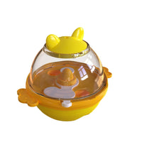 HKM-7870141 Yellow and Lake Blue TPR Tumbler Dog Food Feeder Toy for Pets