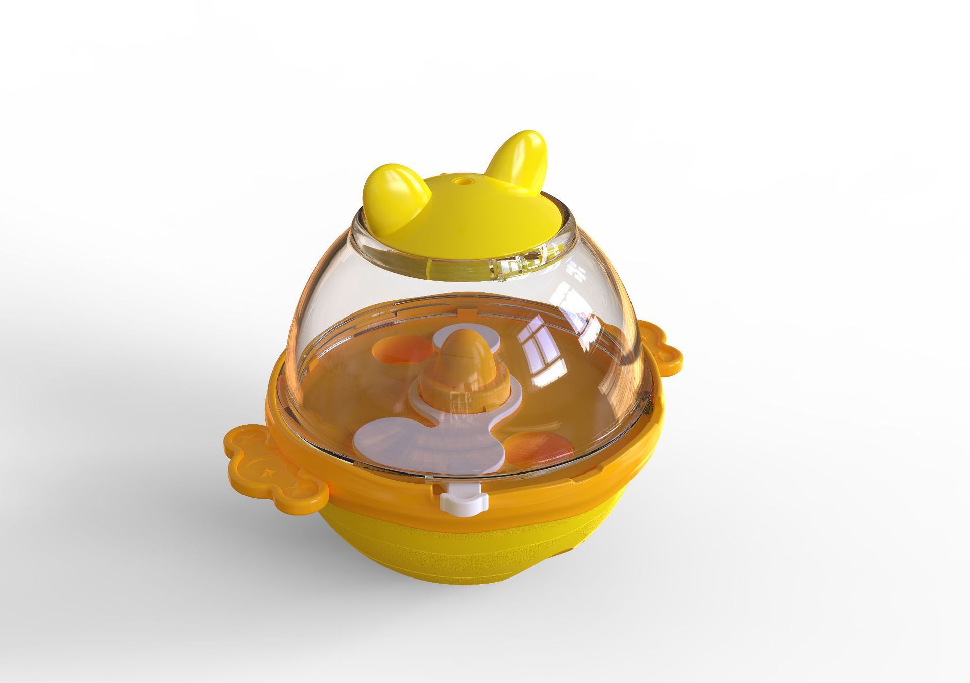 HKM-7870141 Yellow and Lake Blue TPR Tumbler Dog Food Feeder Toy for Pets