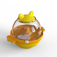 HKM-7870141 Yellow and Lake Blue TPR Tumbler Dog Food Feeder Toy for Pets