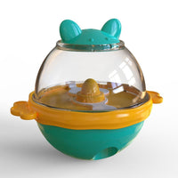 HKM-7870141 Yellow and Lake Blue TPR Tumbler Dog Food Feeder Toy for Pets