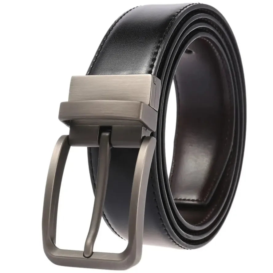 HKM-787091 Men's Two-Layer Cowhide Perforated Casual Trouser Belt