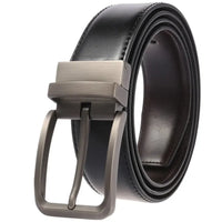 HKM-787091 Men's Two-Layer Cowhide Perforated Casual Trouser Belt