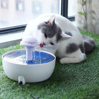 HKM-7871165 Pet Water Fountain - White ABS Design for Cats and Dogs, 20x20x15CM