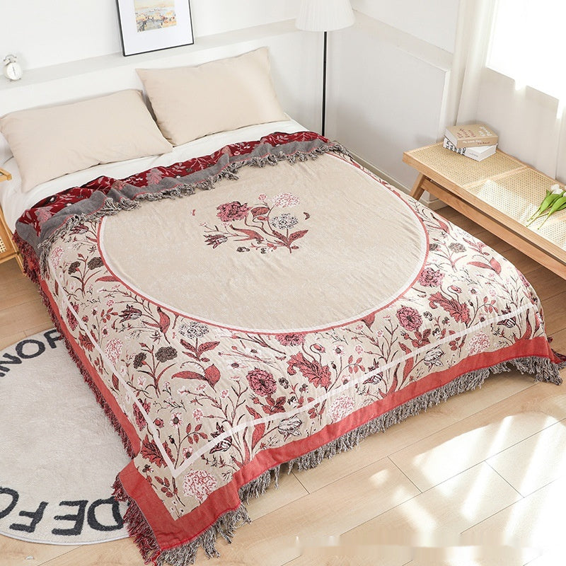 HKM-787219 Cotton Towel Blanket - Modern Red Design, 200cm x 230cm
