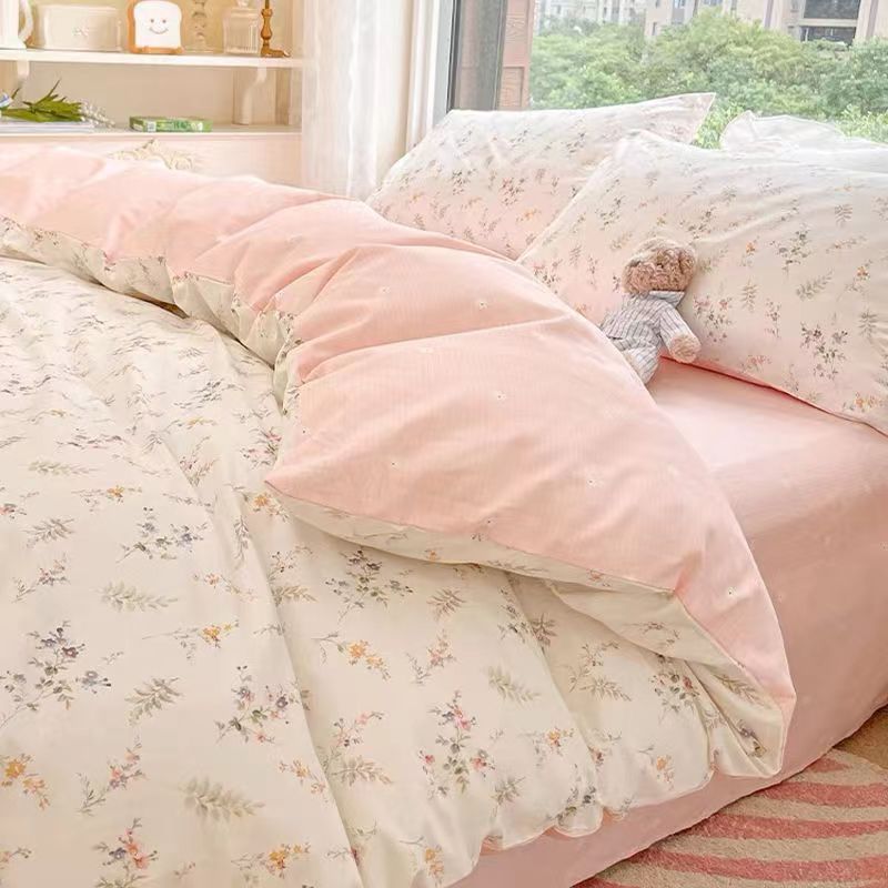 HKM-787219 Geometric Pattern Cotton Bed Sheet Quilt Cover Set - 1.2m to 2.2m Sizes Available