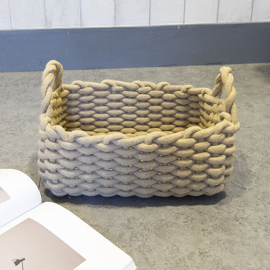 HKM-787219 Hand-Made Soft Cotton Rope Sundries Basket in Multiple Colors and Sizes