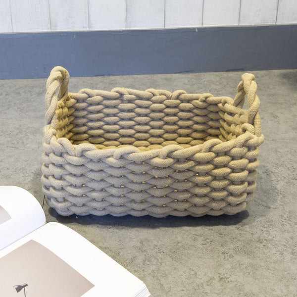 HKM-787219 Hand-Made Soft Cotton Rope Sundries Basket in Multiple Colors and Sizes