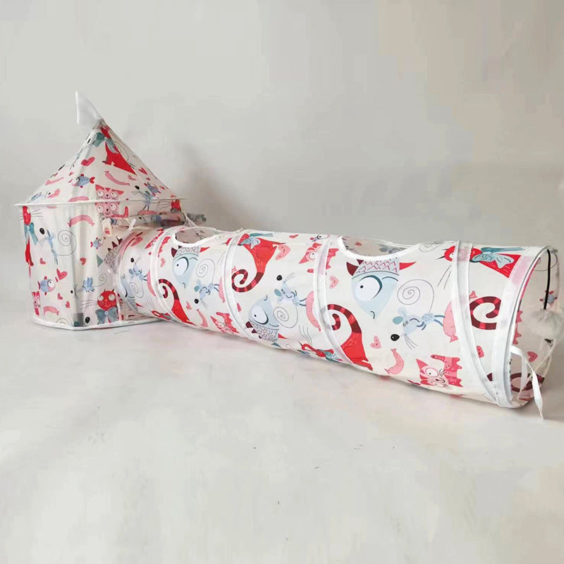 HKM-7872573 Portable Cat Tunnel Tent with Quick Folding Design and Upward Access for Year-Round Play